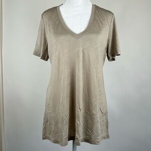 Grey Lab Classic V Neck T-shirt Large Modal Tan